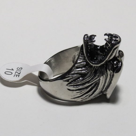 NEW Men's Stainless Steel Wolf Head Ring - Picture 5 of 7